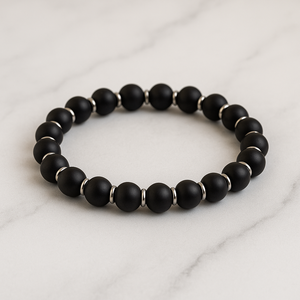 Escudo de Luz – Pulsera de Shunguita y Acero