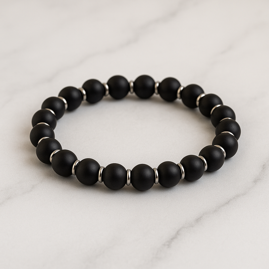 Escudo de Luz – Pulsera de Shunguita y Acero